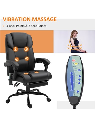 Vinsetto 6-Point PU Leather Massage Racing Chair with Remote, Footrest, Black