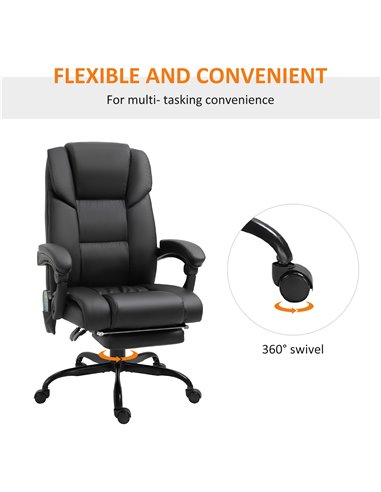 Vinsetto 6-Point PU Leather Massage Racing Chair with Remote, Footrest, Black