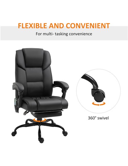 Vinsetto 6-Point PU Leather Massage Racing Chair with Remote, Footrest, Black - pic 30514 | FastDaddyshop
