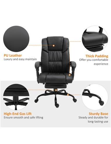 Vinsetto 6-Point PU Leather Massage Racing Chair with Remote, Footrest, Black