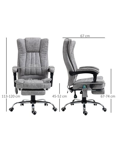 Vinsetto 6-point Vibrating Heat Massage Chair with Manual Footrest , High Back, Remote, Grey