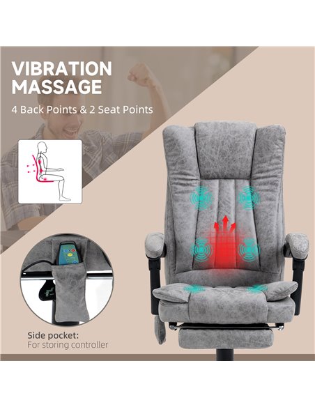 Vinsetto 6-point Vibrating Heat Massage Chair, Grey 921-246V71GY - pic 30520 | FastDaddyshop