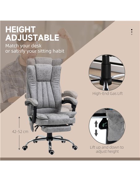 Vinsetto 6-point Vibrating Heat Massage Chair with Manual Footrest , High Back, Remote, Grey - pic 30523 | FastDaddyshop