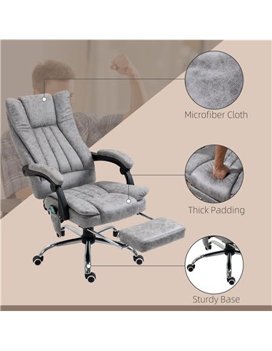 Vinsetto 6-point Vibrating Heat Massage Chair with Manual Footrest , High Back, Remote, Grey
