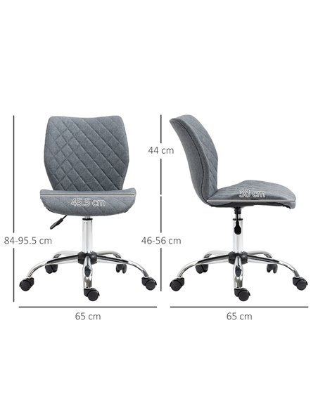 Vinsetto Mid Back Swivel Chair w/360° Swivel Height, thick sponge padded, Adjustable Home Office Linen Fabric Grey - pic 30528 | FastDaddyshop