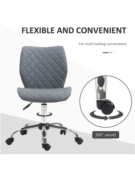 Vinsetto Mid Back Swivel Chair w/360° Swivel Height, thick sponge padded, Adjustable Home Office Linen Fabric Grey - pic 30531 | FastDaddyshop