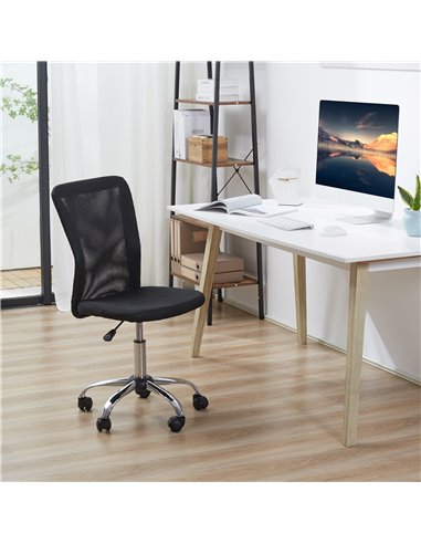 Vinsetto Home Office Mesh Task Chair Ergonomic Armless Mid Back Height Adjustable with Swivel Wheels, Black