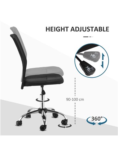 Vinsetto Home Office Ergonomic Mesh Task Armless Chair, Black 921-226V70BK