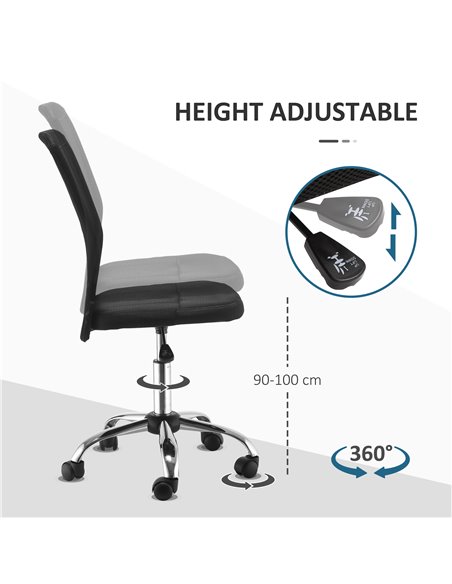 Vinsetto Home Office Ergonomic Mesh Task Armless Chair, Black 921-226V70BK - pic 30539 | FastDaddyshop