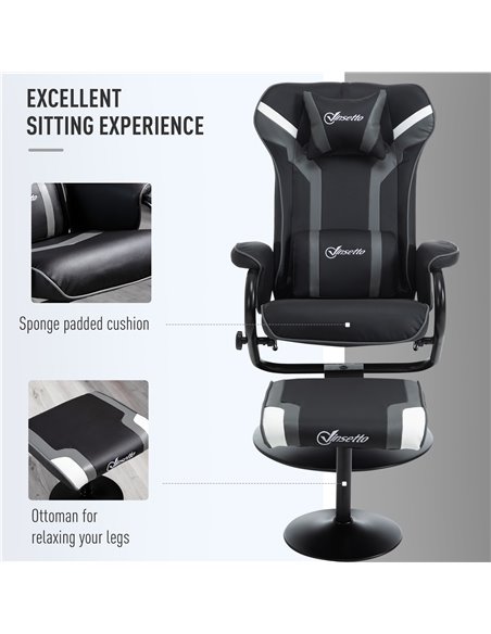 Vinsetto 2 Pieces Video Game Chair and Footrest, Black - Deep Grey 833-886V71GY - pic 30557 | FastDaddyshop