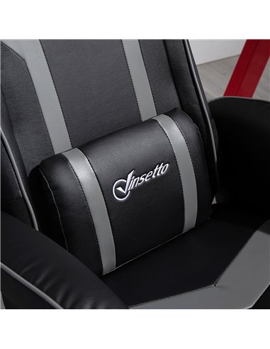 Vinsetto 2 Pieces Video Game Chair and Footrest Set with Headrest, Lumbar Support, Reeling Backrest, Black - Deep Grey