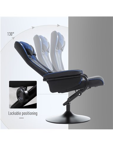Vinsetto 2 Pieces Video Game Chair and Footrest, Black - Blue 833-886V71BK