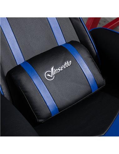 Vinsetto 2 Pieces Video Game Chair and Footrest Set with Headrest, Lumbar Support, Reeling Backrest, Black - Blue