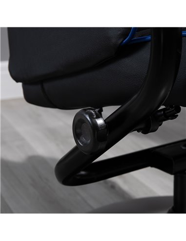 Vinsetto 2 Pieces Video Game Chair and Footrest Set with Headrest, Lumbar Support, Reeling Backrest, Black - Blue