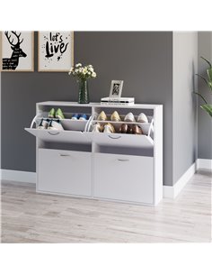 HOMCOM Shoe Cabinet, 120Lx24Wx81H cm, Particle Board, White 2