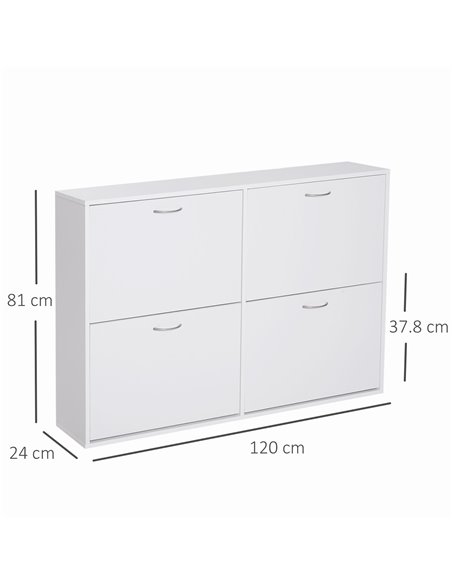 HOMCOM Shoe Cabinet, 120Lx24Wx81H cm, Particle Board-White - pic 30573 | FastDaddyshop