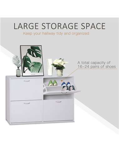 HOMCOM Shoe Cabinet, 120Lx24Wx81H cm, Particle Board, White 837-004WT
