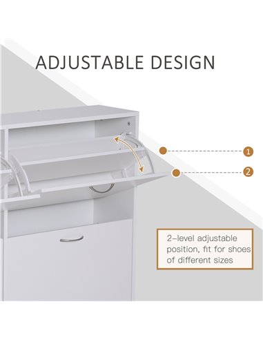 HOMCOM Shoe Cabinet, 120Lx24Wx81H cm, Particle Board, White 837-004WT