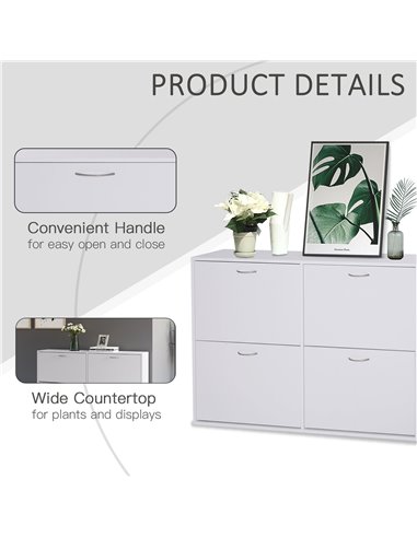 HOMCOM Shoe Cabinet, 120Lx24Wx81H cm, Particle Board-White