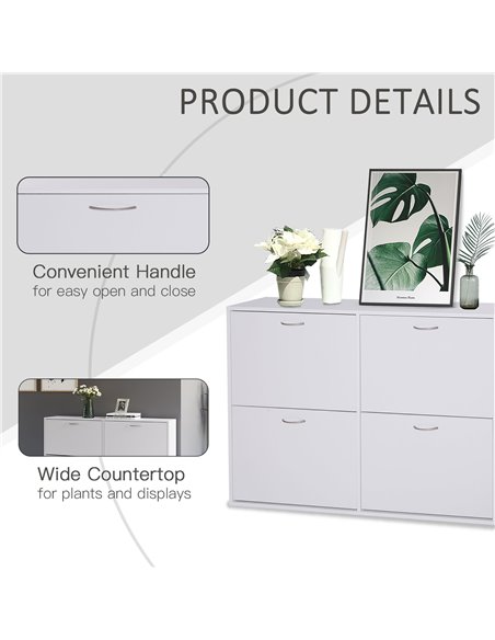 HOMCOM Shoe Cabinet, 120Lx24Wx81H cm, Particle Board-White - pic 30577 | FastDaddyshop