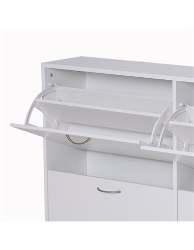 HOMCOM Shoe Cabinet, 120Lx24Wx81H cm, Particle Board-White