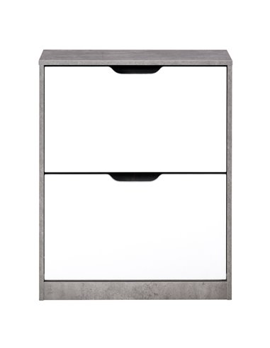 HOMCOM 2-Tier Wood Tipping Shoe Cabinet for 8 Pairs, Grey and White