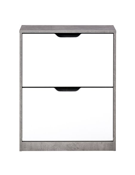 HOMCOM 2-Tier Wood Tipping Shoe Cabinet for 8 Pairs, Grey and White - pic 30588 | FastDaddyshop