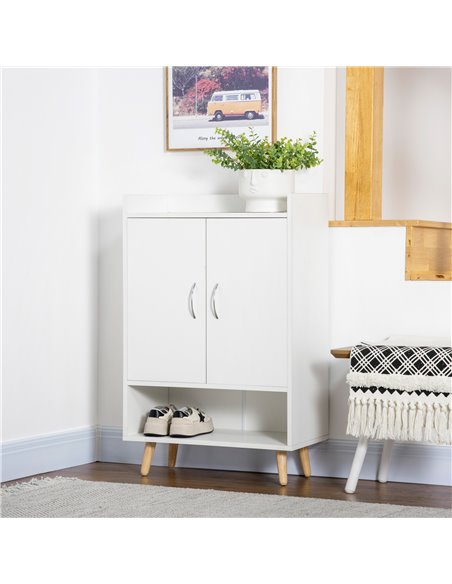 HOMCOM Modern Shoe Cabinet Storage Organizer with Doors and Shelves for Hallway & Entryway - pic 30590 | FastDaddyshop