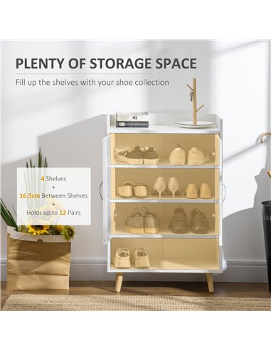 HOMCOM Modern Shoe Cabinet Storage Organizer, White 837-109
