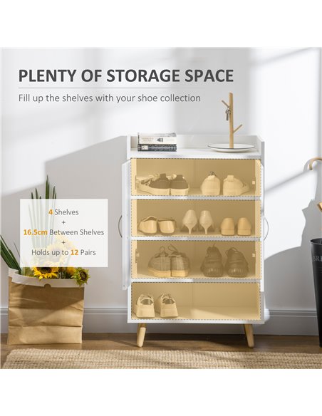 HOMCOM Modern Shoe Cabinet Storage Organizer, White 837-109 - pic 30592 | FastDaddyshop