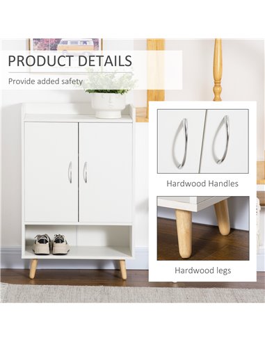 HOMCOM Modern Shoe Cabinet Storage Organizer with Doors and Shelves for Hallway & Entryway