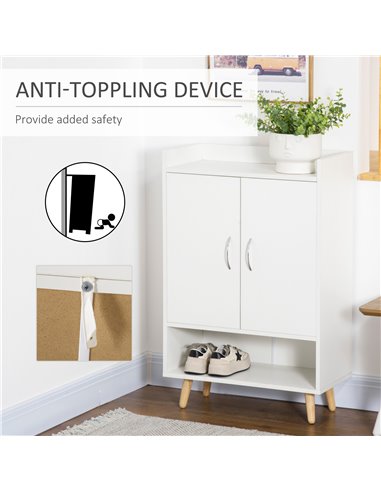 HOMCOM Modern Shoe Cabinet Storage Organizer with Doors and Shelves for Hallway & Entryway