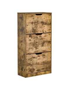 HOMCOM Shoe Cabinet with 3 Flip Doors for 12-18 Pairs of Shoes, Rustic Brown