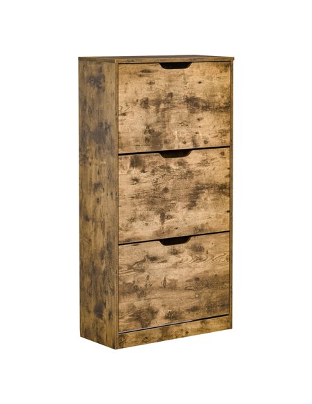 HOMCOM Shoe Cabinet with 3 Flip Doors for 12-18 Pairs of Shoes, Rustic Brown - pic 30598 | FastDaddyshop