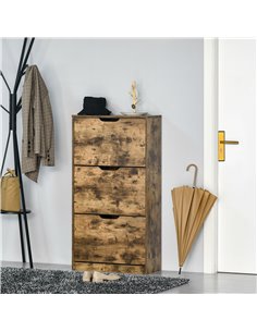 HOMCOM Shoe Cabinet with 3 Flip Doors for 12-18 Pairs of Shoes, Rustic Brown 2