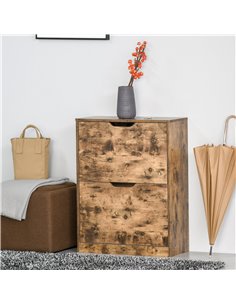 HOMCOM 2 Drawer Wooden Shoe Cabinet with Flip Doors for 12 Pairs, Rustic Brown 2