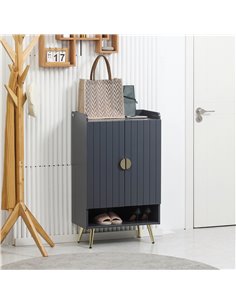 HOMCOM Modern Shoe Cabinet with 2 Doors for 15 Pairs of Shoes, Grey 2
