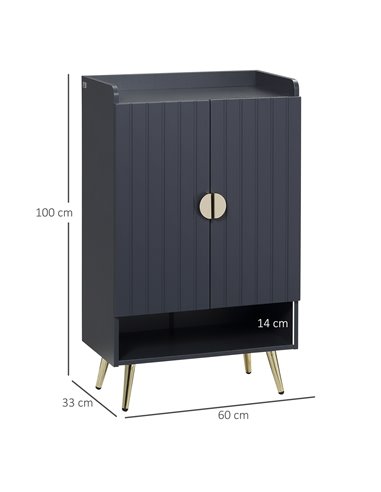 HOMCOM Modern Shoe Cabinet with 2 Doors for 15 Pairs of Shoes, Grey