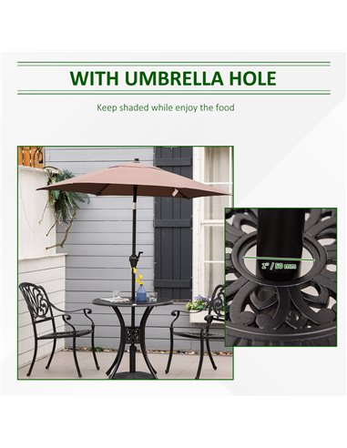Outsunny 78cm Round Aluminium Outdoor Dining Table, Black 84B-729