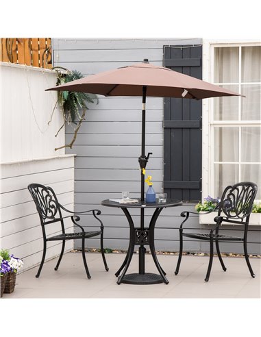 Outsunny 78cm Round Garden Dining Table Bistro Set with Parasol Hole Antique Cast Aluminium Outdoor Table, Black