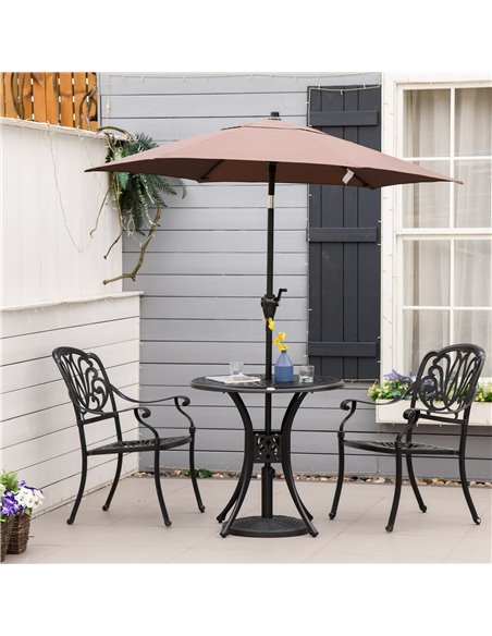Outsunny 78cm Round Garden Dining Table Bistro Set with Parasol Hole Antique Cast Aluminium Outdoor Table, Black - pic 30658 | FastDaddyshop