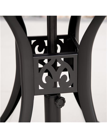 Outsunny 78cm Round Garden Dining Table Bistro Set with Parasol Hole Antique Cast Aluminium Outdoor Table, Black - pic 30660 | FastDaddyshop