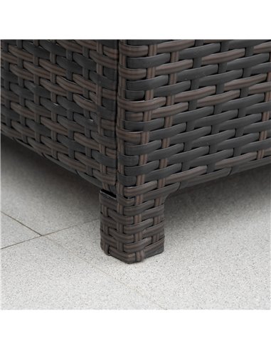 Outsunny Rattan Garden Furniture Side Table Patio Frame Tempered Glass New (Brown)