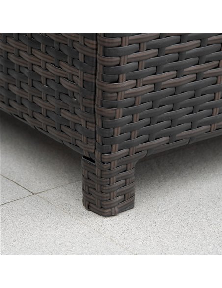 Outsunny Rattan Garden Furniture Side Table Patio Frame Tempered Glass New (Brown) - pic 30668 | FastDaddyshop