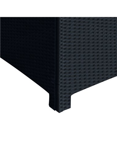 Outsunny Rattan Garden Furniture Side Table Patio Frame Tempered Glass New (Black)