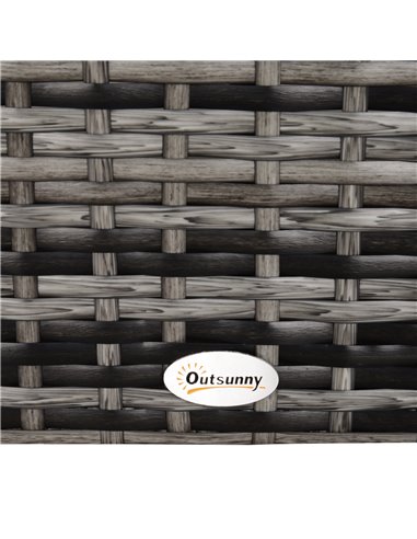Outsunny Rattan Side Table Garden Furniture Patio Frame Tempered Glass New (Grey)