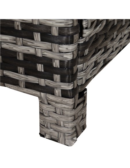Outsunny Rattan Side Table Garden Furniture Patio Frame Tempered Glass New (Grey) - pic 30687 | FastDaddyshop