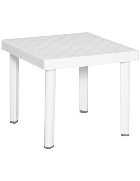 Outsunny Garden Side Table Outdoor Square Coffee End Table for Drink Snack, White - pic 30688 | FastDaddyshop