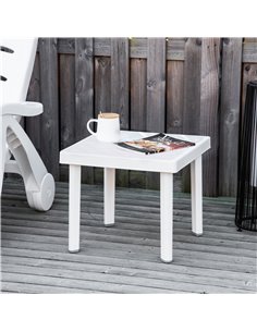 Outsunny Garden Side Table Outdoor Square Coffee End Table for Drink Snack, White 2