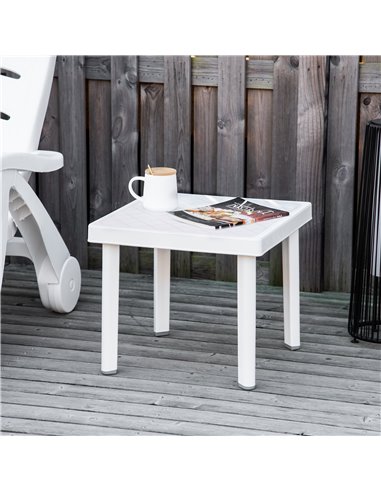 Outsunny Garden Side Table Outdoor Square Coffee End Table for Drink Snack, White